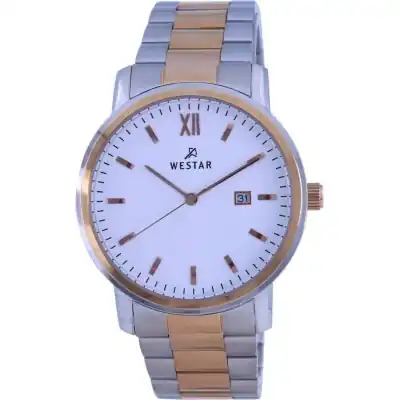 Westar White Dial Two Tone Stainless Steel Quartz 50245 SPN 601 Men's Watch