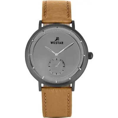 Westar Profile Leather Strap Grey Dial Quartz 50246GGN186 Men's Watch