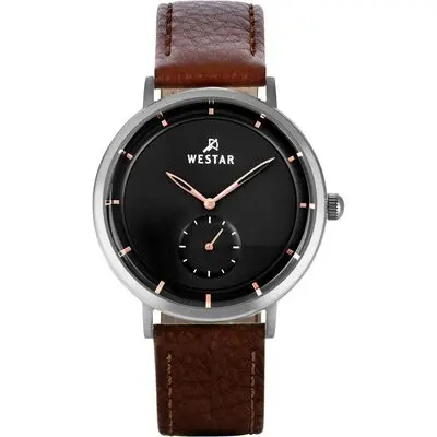 Westar Profile Leather Strap Black Dial Quartz 50246STN623 Men's Watch