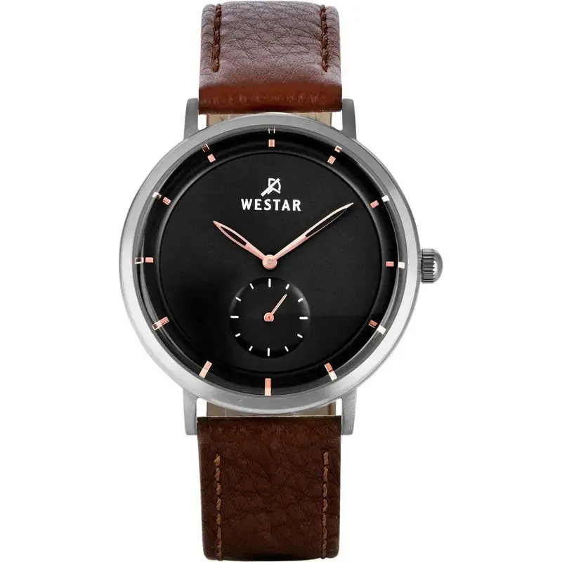 Westar Profile Leather Strap Black Dial Quartz 50246STN623 Men's Watch