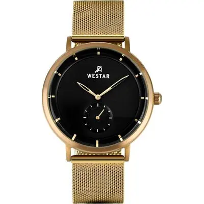 Westar Profile Gold Tone Stainless Steel Black Dial Quartz 50247BZZ103 Men's Watch