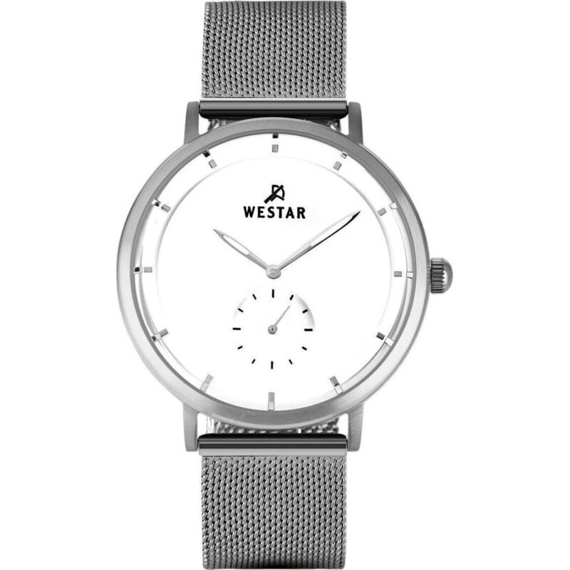 Westar Profile Stainless Steel Mesh White Dial Quartz 50247STN101 Men's Watch