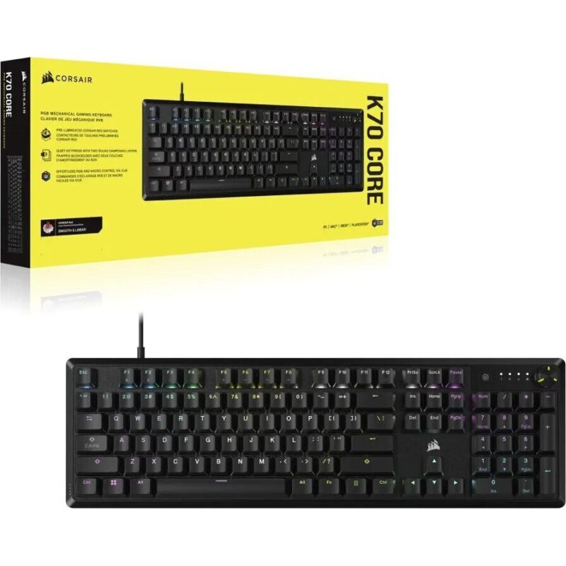 Corsair K70 CORE RGB Mechanical Gaming Keyboard - CORSAIR Red Linear Switches