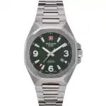 Swiss Alpine Military Typhoon Stainless Steel Green Dial Quartz 7005.1134 100M Men's Watch