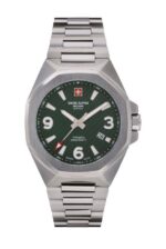 Swiss Alpine Military Typhoon Stainless Steel Green Dial Quartz 7005.1134 100M Men's Watch