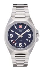 Swiss Alpine Military Typhoon Stainless Steel Blue Dial Quartz 7005.1135 100M Men's Watch