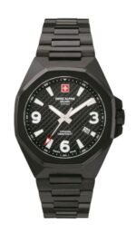 Swiss Alpine Military Typhoon Stainless Steel Black Dial Quartz 7005.1177 100M Men's Watch