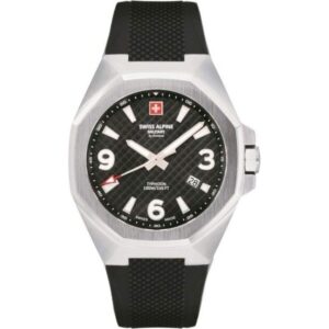 Swiss Alpine Military Typhoon Polyurethene Strap Black Dial Quartz 7005.1837 100M Men's Watch