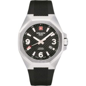 Swiss Alpine Military Typhoon Polyurethene Strap Black Dial Quartz 7005.1837 100M Men's Watch