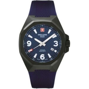 Swiss Alpine Military Typhoon Polyurethene Strap Blue Dial Quartz 7005.1875 100M Men's Watch