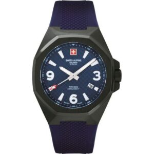 Swiss Alpine Military Typhoon Polyurethene Strap Blue Dial Quartz 7005.1875 100M Men's Watch
