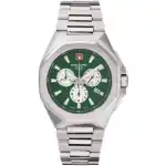 Swiss Alpine Military Typhoon Chrono Stainless Steel Green Dial Quartz 7005.9134 100M Men's Watch