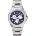 Swiss Alpine Military Typhoon Chrono Stainless Steel Blue Dial Quartz 7005.9135 100M Men's Watch
