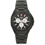 Swiss Alpine Military Typhoon Chrono Stainless Steel Black Dial Quartz 7005.9177 100M Men's Watch