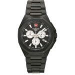 Swiss Alpine Military Typhoon Chrono Stainless Steel Black Dial Quartz 7005.9177 100M Men's Watch