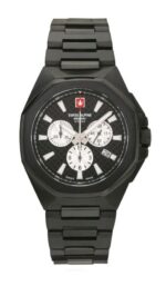 Swiss Alpine Military Typhoon Chrono Stainless Steel Black Dial Quartz 7005.9177 100M Men's Watch