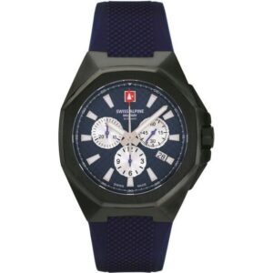 Swiss Alpine Military Typhoon Chrono Polyurethene Strap Blue Dial Quartz 7005.9875 100M Men's Watch