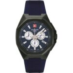 Swiss Alpine Military Typhoon Chrono Polyurethene Strap Blue Dial Quartz 7005.9875 100M Men's Watch