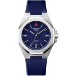 Swiss Alpine Military Typhoon Silicone Strap Blue Dial Quartz 7006.1835 100M Men's Watch