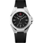 Swiss Alpine Military Typhoon Silicone Strap Black Dial Quartz 7006.1837 100M Men's Watch