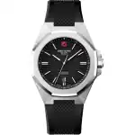 Swiss Alpine Military Typhoon Silicone Strap Black Dial Quartz 7006.1837 100M Men's Watch
