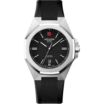 Swiss Alpine Military Typhoon Silicone Strap Black Dial Quartz 7006.1837 100M Men's Watch