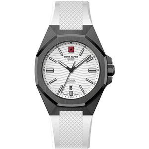Swiss Alpine Military Typhoon Silicone Strap White Dial Quartz 7006.1873 100M Men's Watch