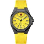 Swiss Alpine Military Typhoon Silicone Strap Yellow Dial Quartz 7006.1878 100M Men's Watch