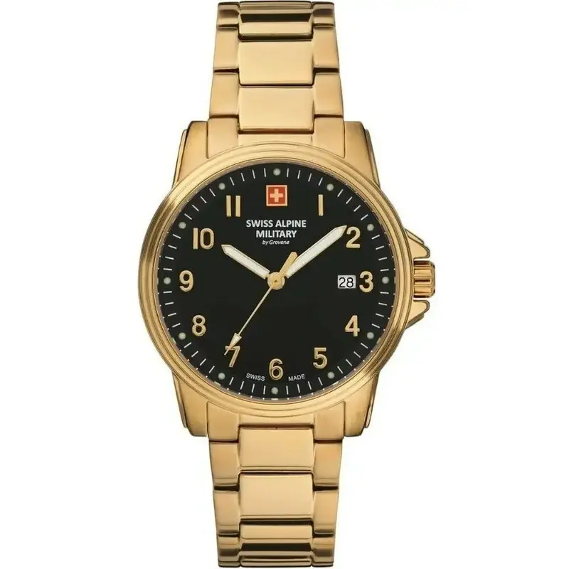 Swiss Alpine Military By Grovana Leader Black Dial Quartz 7011.1117 100M Men's Watch