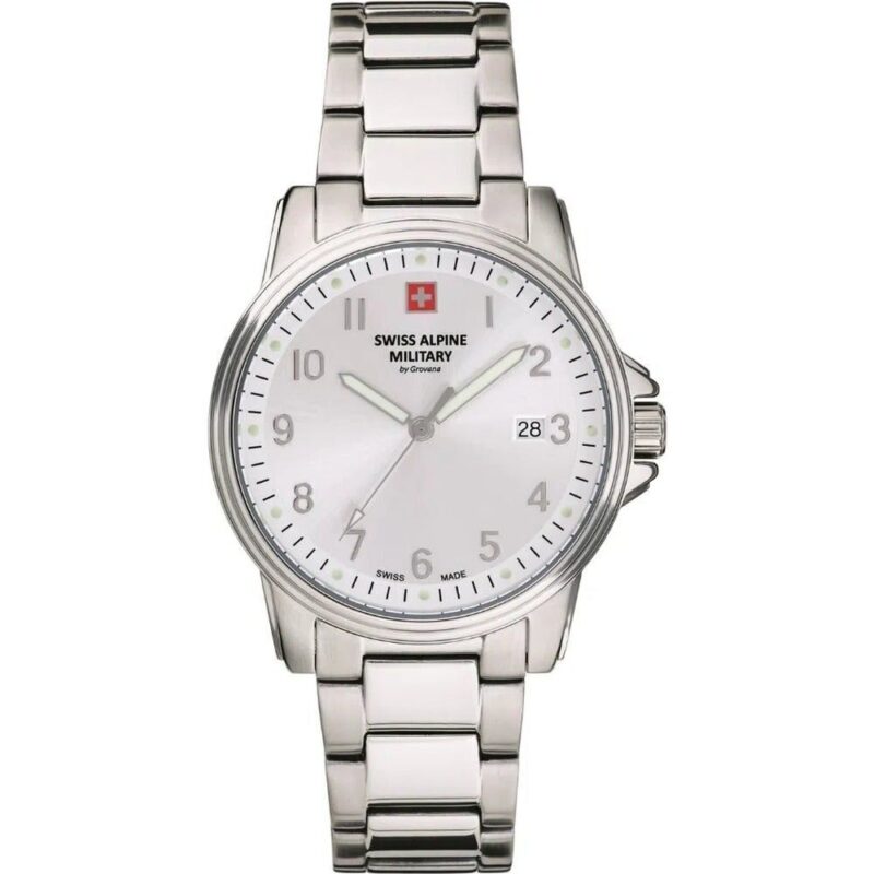 Swiss Alpine Military By Grovana Leader Silver Dial Quartz 7011.1132 100M Men's Watch