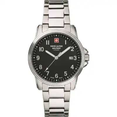 Swiss Alpine Military By Grovana Leader Black Dial Quartz 7011.1137 100M Men's Watch