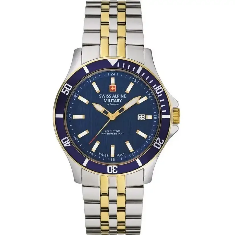 Swiss Alpine Military By Grovana Challenger Blue Dial Quartz 7022.1145 100M Men's Watch