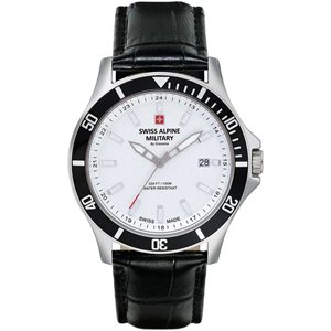 Swiss Alpine Military Challenger Leather Strap Silver Dial Quartz 7022.1532 100M Men's Watch