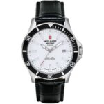 Swiss Alpine Military Challenger Leather Strap Silver Dial Quartz 7022.1532 100M Men's Watch