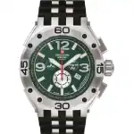Swiss Alpine Military Aviator Supersize Chronograph Rubber Strap Green Dial Quartz 7033.9834 100M Men's Watch