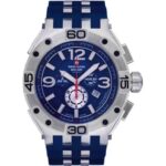 Swiss Alpine Military Aviator Supersize Chronograph Rubber Strap Blue Dial Quartz 7033.9835 100M Men's Watch