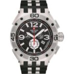 Swiss Alpine Military Aviator Supersize Chronograph Rubber Strap Black Dial Quartz 7033.9837 100M Men's Watch