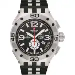 Swiss Alpine Military Aviator Supersize Chronograph Rubber Strap Black Dial Quartz 7033.9837 100M Men's Watch