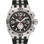 Swiss Alpine Military Aviator Supersize Chronograph Rubber Strap Black Dial Quartz 7033.9837 100M Men's Watch