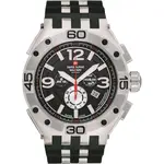 Swiss Alpine Military Aviator Supersize Chronograph Rubber Strap Black Dial Quartz 7033.9837 100M Men's Watch