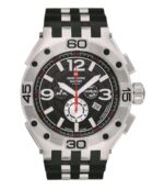 Swiss Alpine Military Aviator Supersize Chronograph Rubber Strap Black Dial Quartz 7033.9837 100M Men's Watch