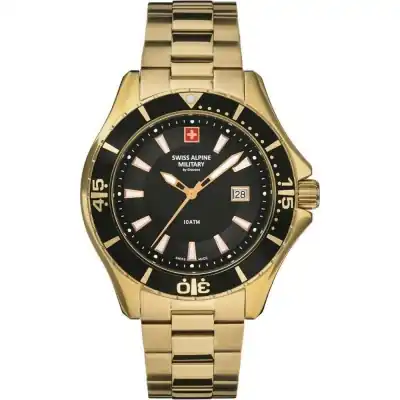 Swiss Alpine Military By Grovana Nautilus Black Dial Quartz 7040.1117 100M Men's Watch