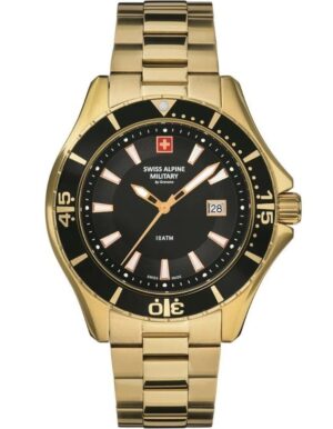 Swiss Alpine Military By Grovana Nautilus Black Dial Quartz 7040.1117 100M Men's Watch