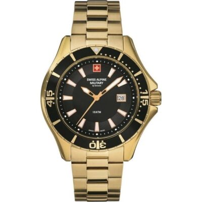 Swiss Alpine Military By Grovana Nautilus Black Dial Quartz 7040.1117 100M Men's Watch