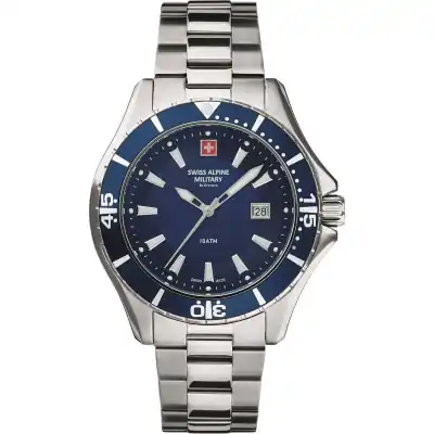 Swiss Alpine Military By Grovana Nautilus Blue Dial Quartz 7040.1135 100M Men's Watch Swiss Alpine Military By Grovana Nautilus Blue Dial Quartz 7040.1135 100M Men's Watch