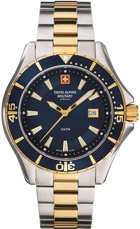 Swiss Alpine Military By Grovana Nautilus Blue Dial Quartz 7040.1145 100M Men's Watch