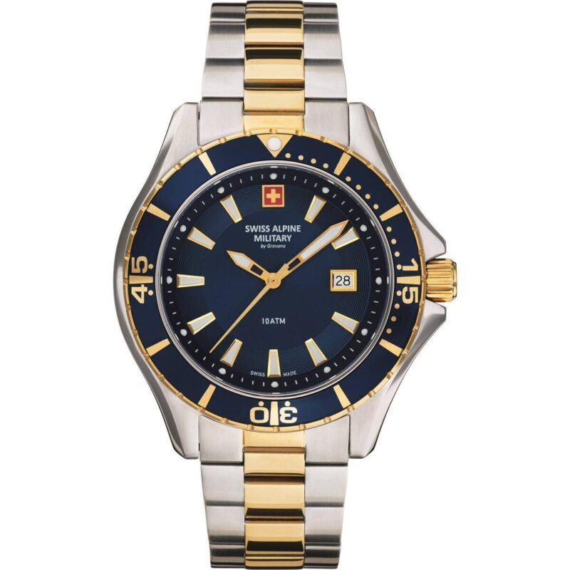 Swiss Alpine Military By Grovana Nautilus Blue Dial Quartz 7040.1145 100M Men's Watch