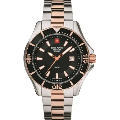 Swiss Alpine Military By Grovana Nautilus Black Dial Quartz 7040.1157 100M Men's Watch