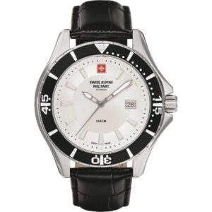 Swiss Alpine Military By Grovana Nautilus White Dial Quartz 7040.1532 100M Men's Watch