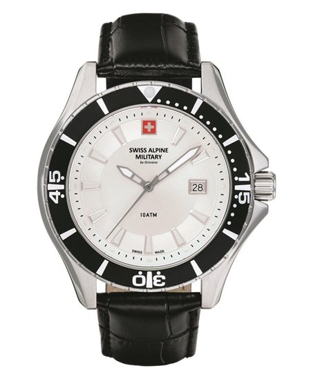 Swiss Alpine Military By Grovana Nautilus White Dial Quartz 7040.1532 100M Men's Watch